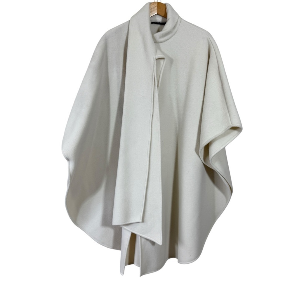 Vintage Marcia Lyons Polar Fleece Oversized White Scarf Collar Shawl